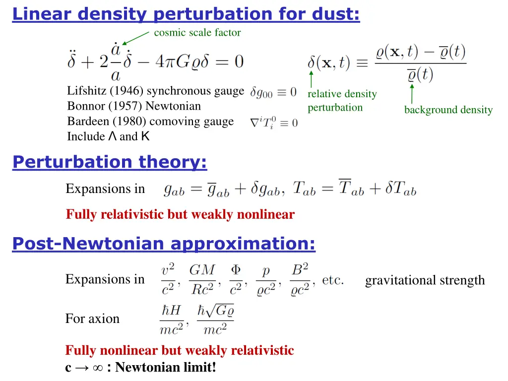 linear density perturbation for dust cosmic scale