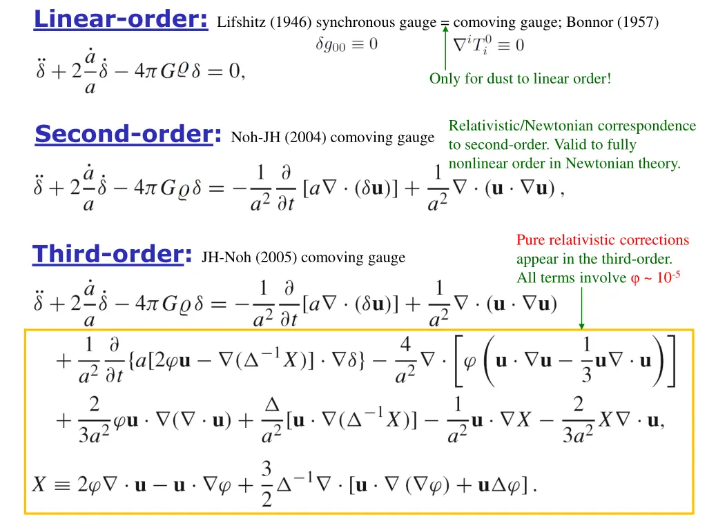 linear order lifshitz 1946 synchronous gauge