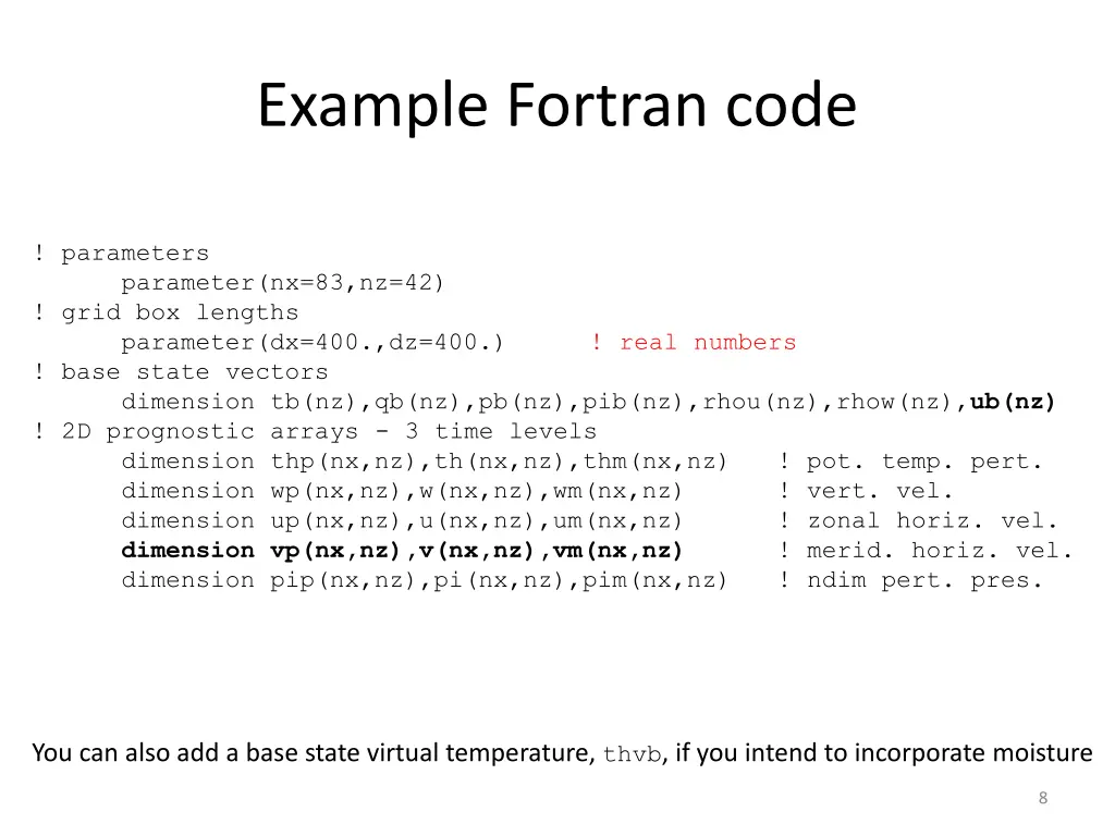 example fortran code