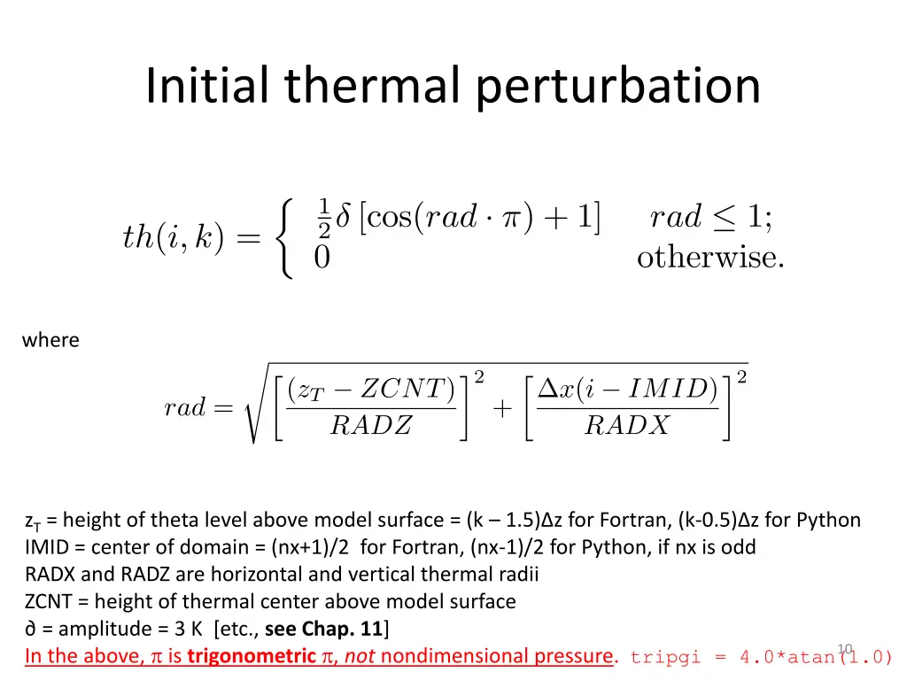 initial thermal perturbation