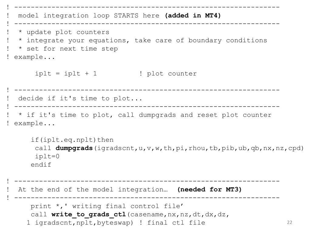 model integration loop starts here added