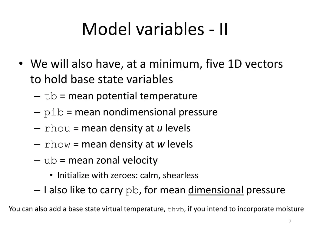 model variables ii