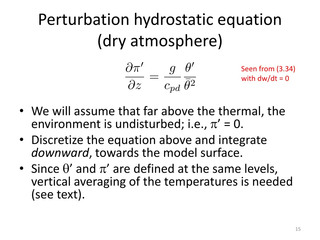 perturbation hydrostatic equation dry atmosphere