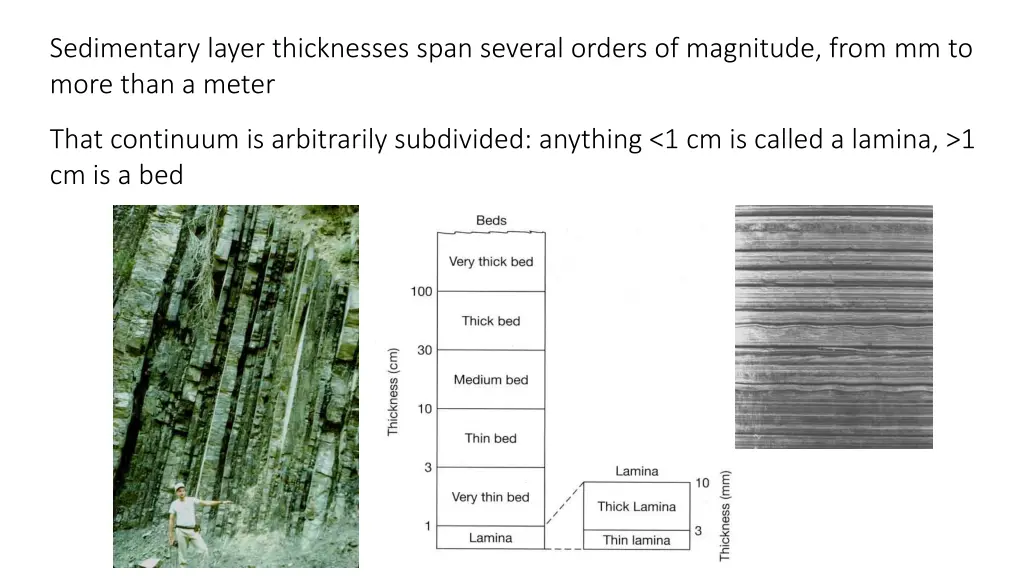 sedimentary layer thicknesses span several orders