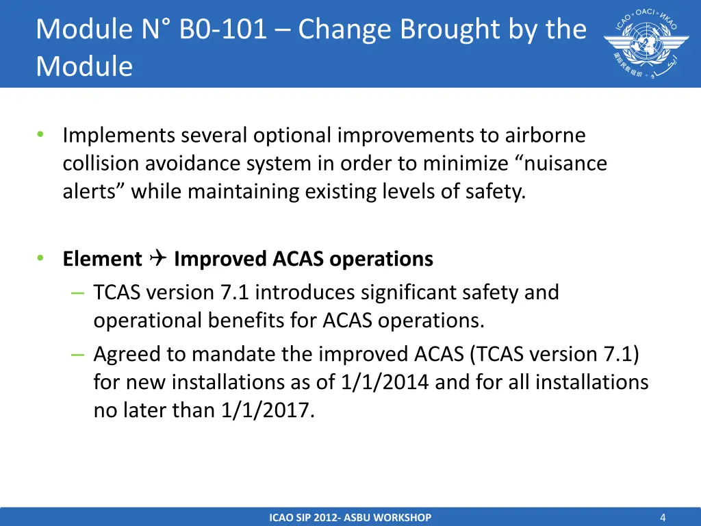 module n b0 101 change brought by the module