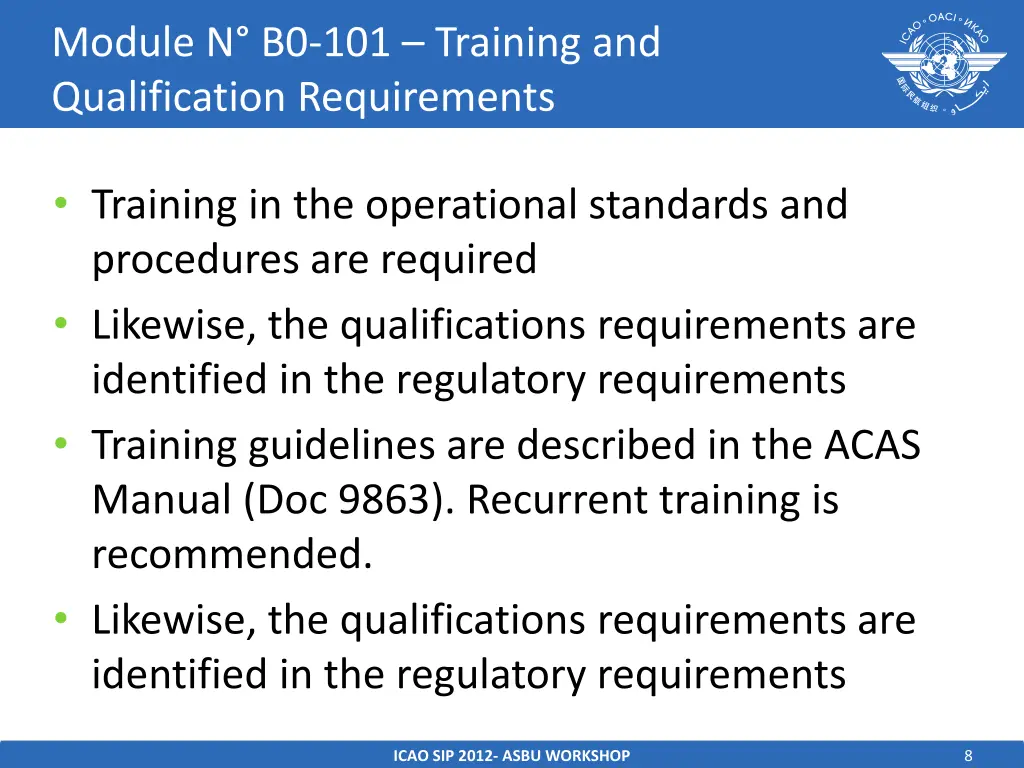 module n b0 101 training and qualification