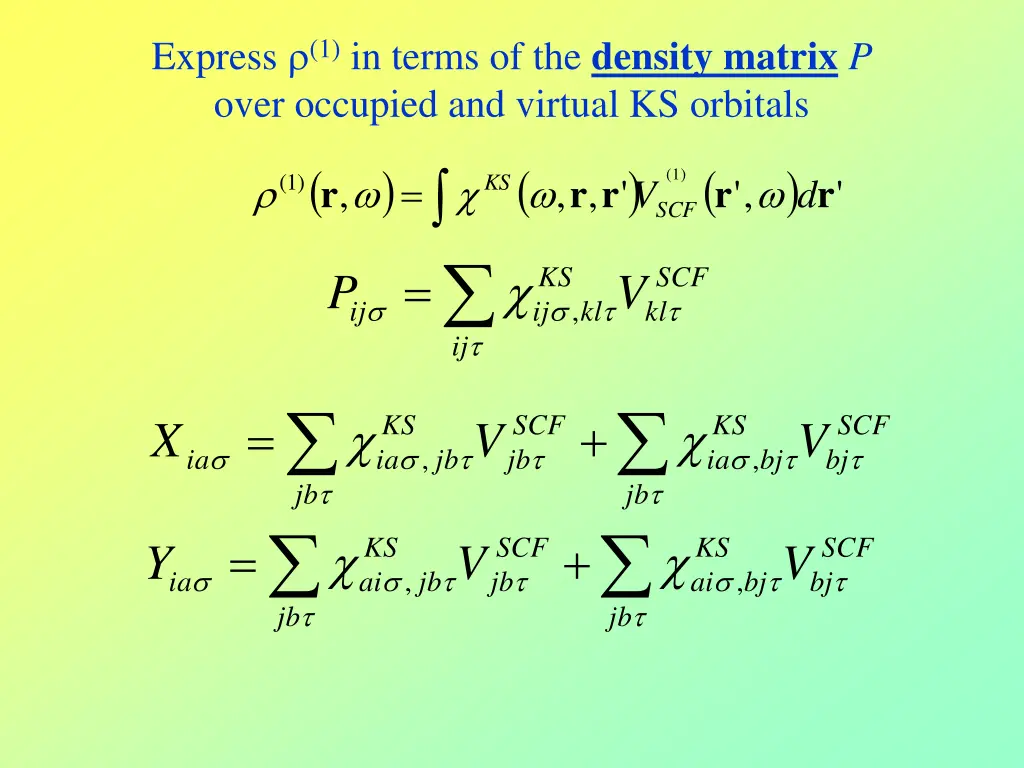 express 1 in terms of the density matrix p over