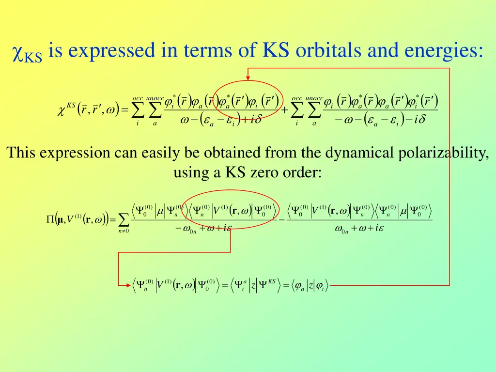 ks is expressed in terms of ks orbitals