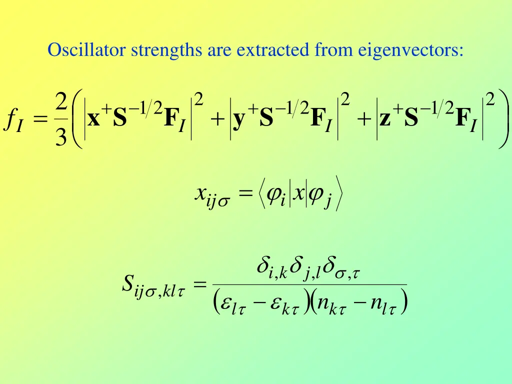 oscillator strengths are extracted from