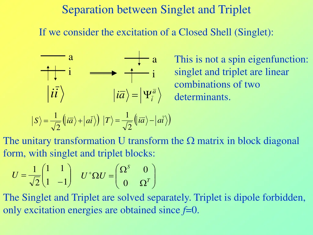 separation between singlet and triplet