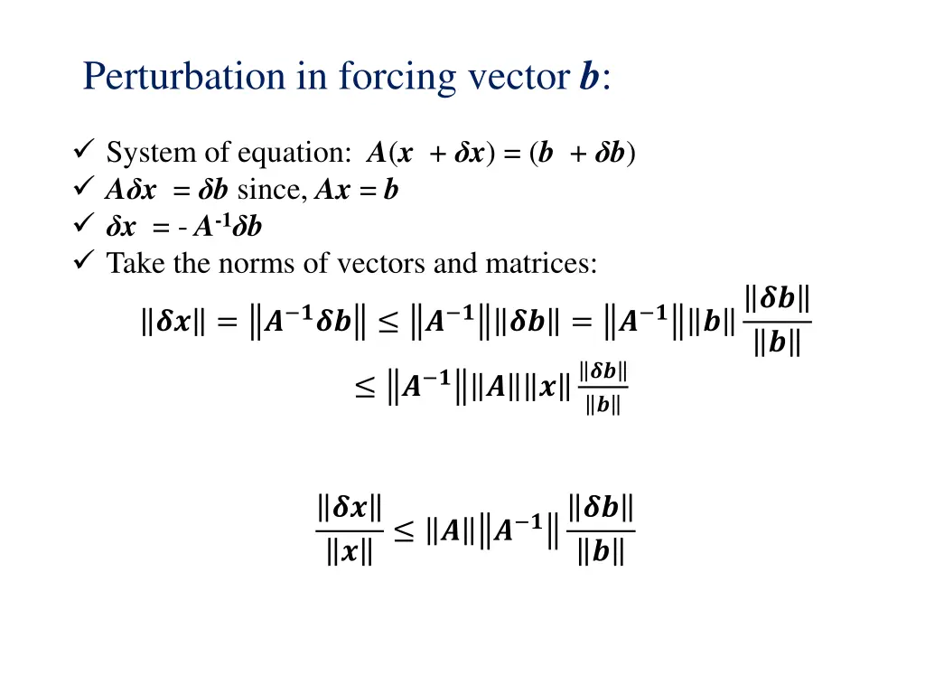 perturbation in forcing vector b