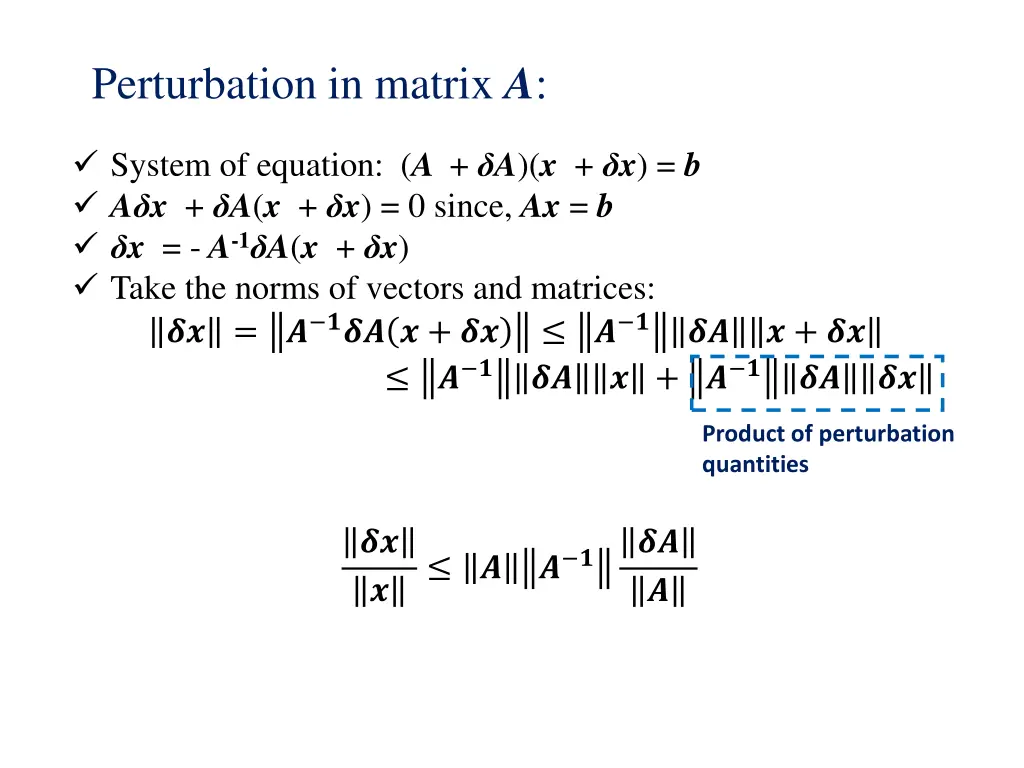 perturbation in matrix a