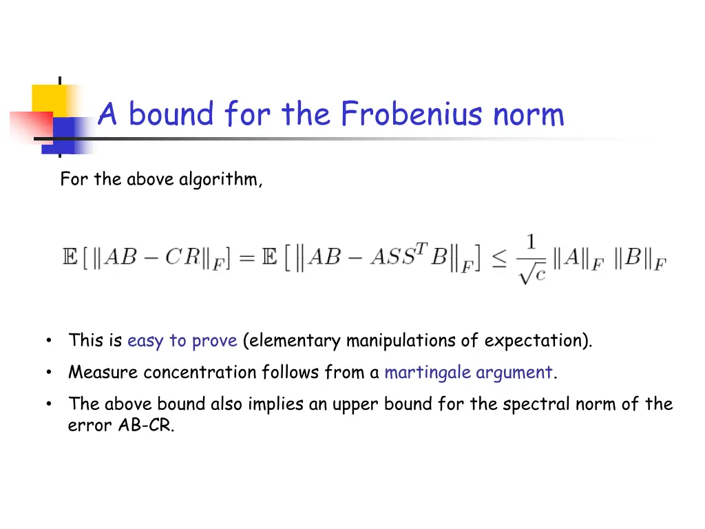 a bound for the frobenius norm