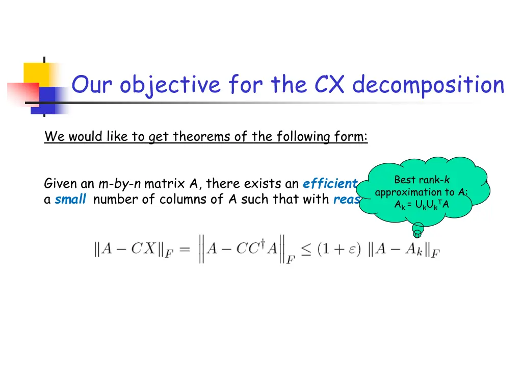 our objective for the cx decomposition 1