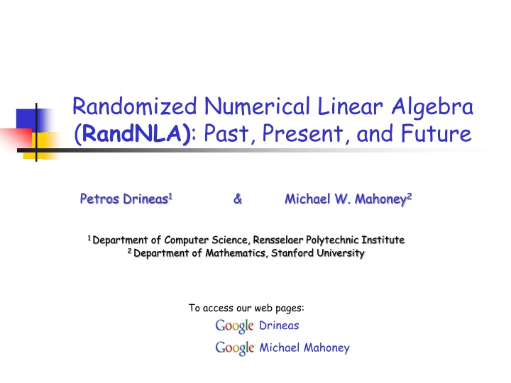 randomized numerical linear algebra randnla past