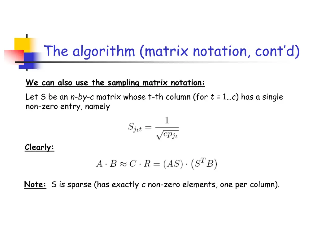 the algorithm matrix notation cont d 1