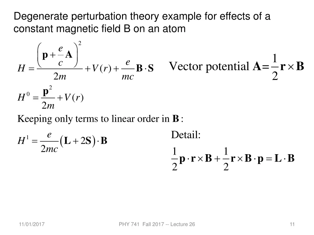 degenerate perturbation theory example 2