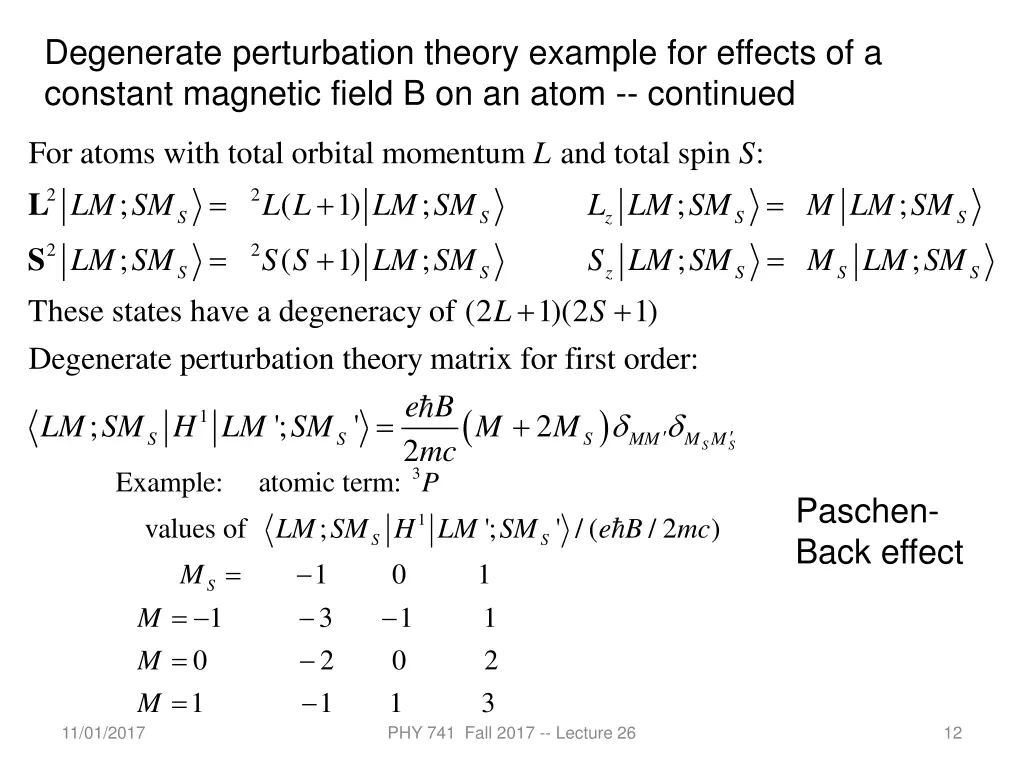 degenerate perturbation theory example 3