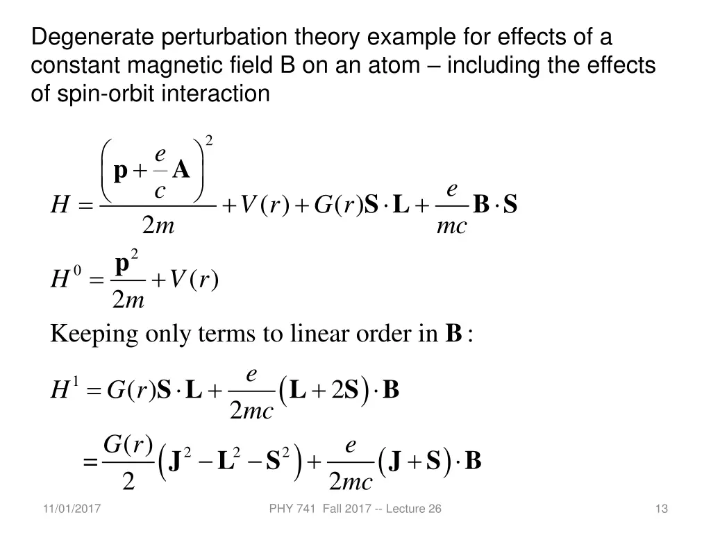 degenerate perturbation theory example 4