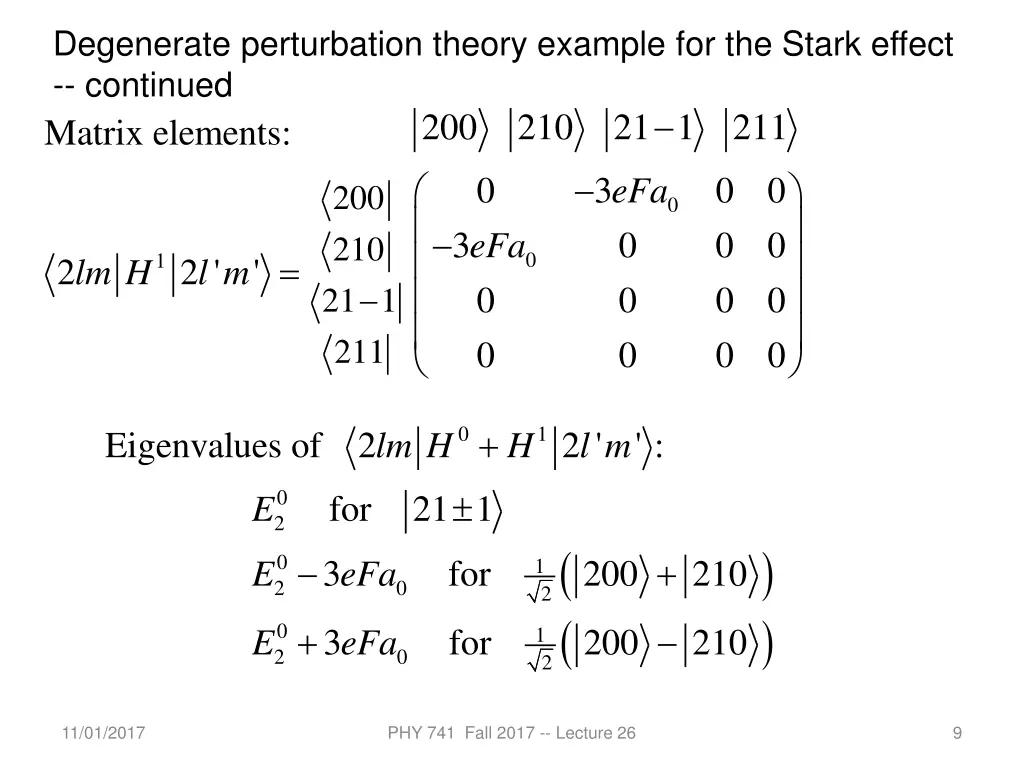 degenerate perturbation theory example