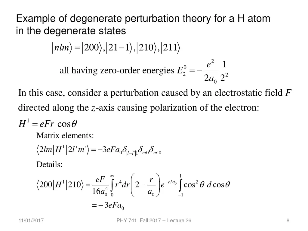 example of degenerate perturbation theory 2