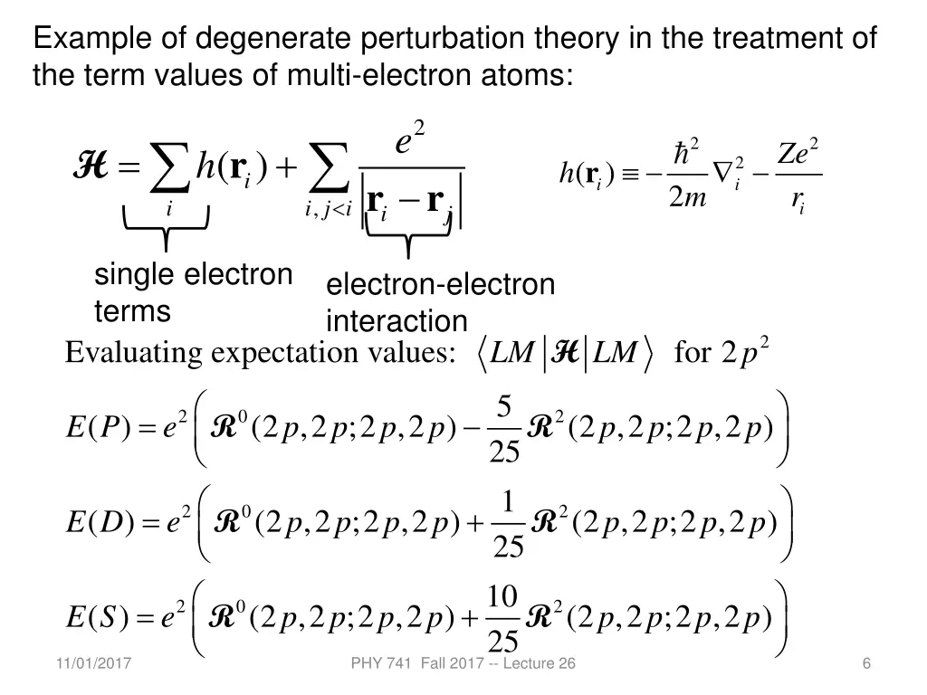 example of degenerate perturbation theory