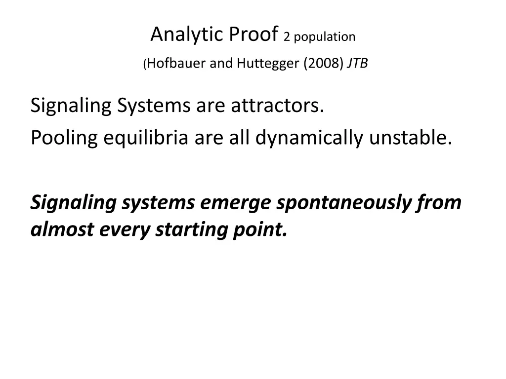 analytic proof 2 population hofbauer