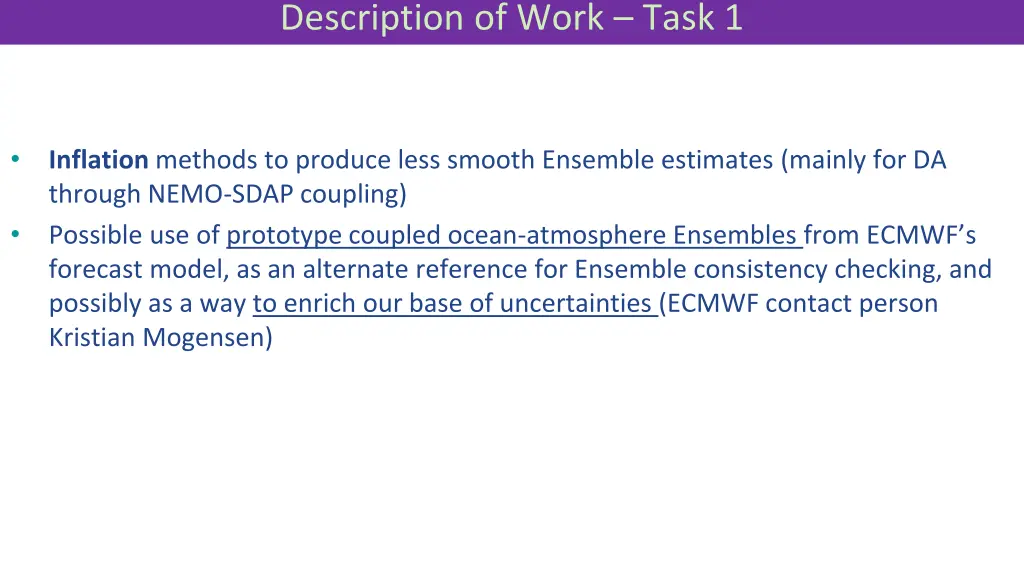 description of work task 1 2