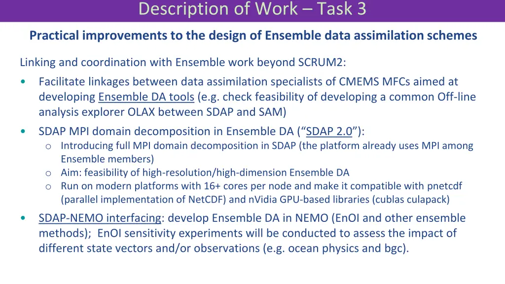 description of work task 3