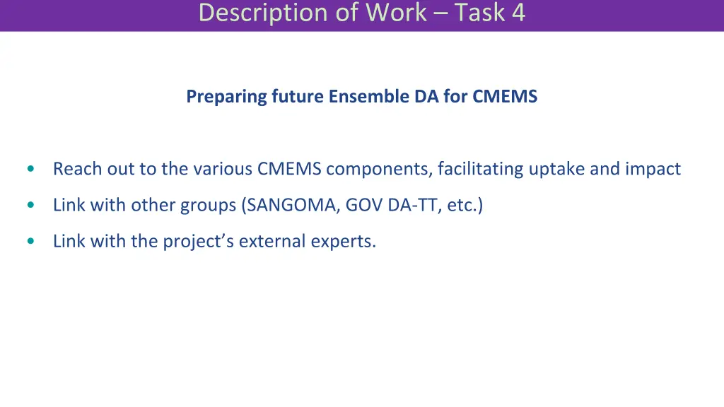 description of work task 4