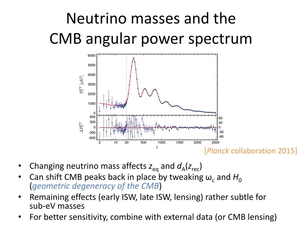 neutrino masses and the cmb angular power spectrum