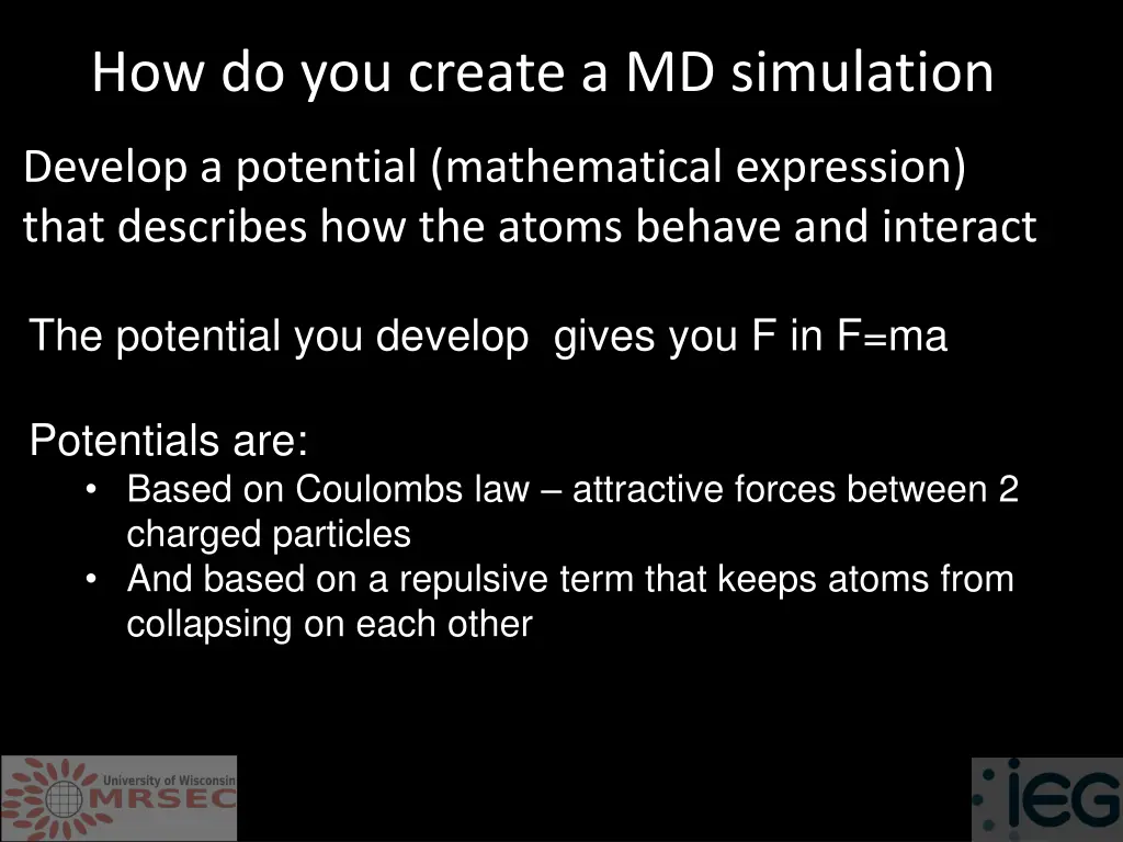 how do you create a md simulation