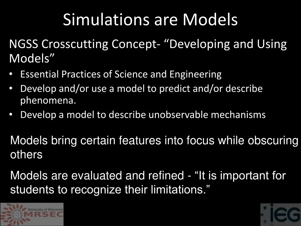 simulations are models