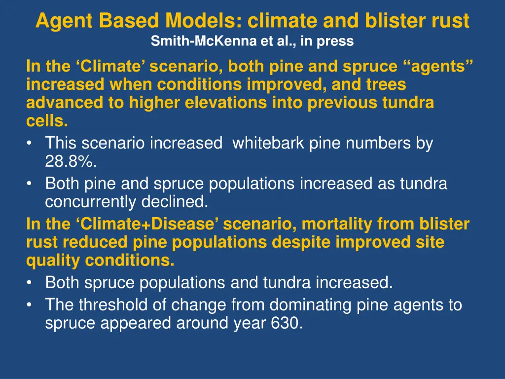 agent based models climate and blister rust smith