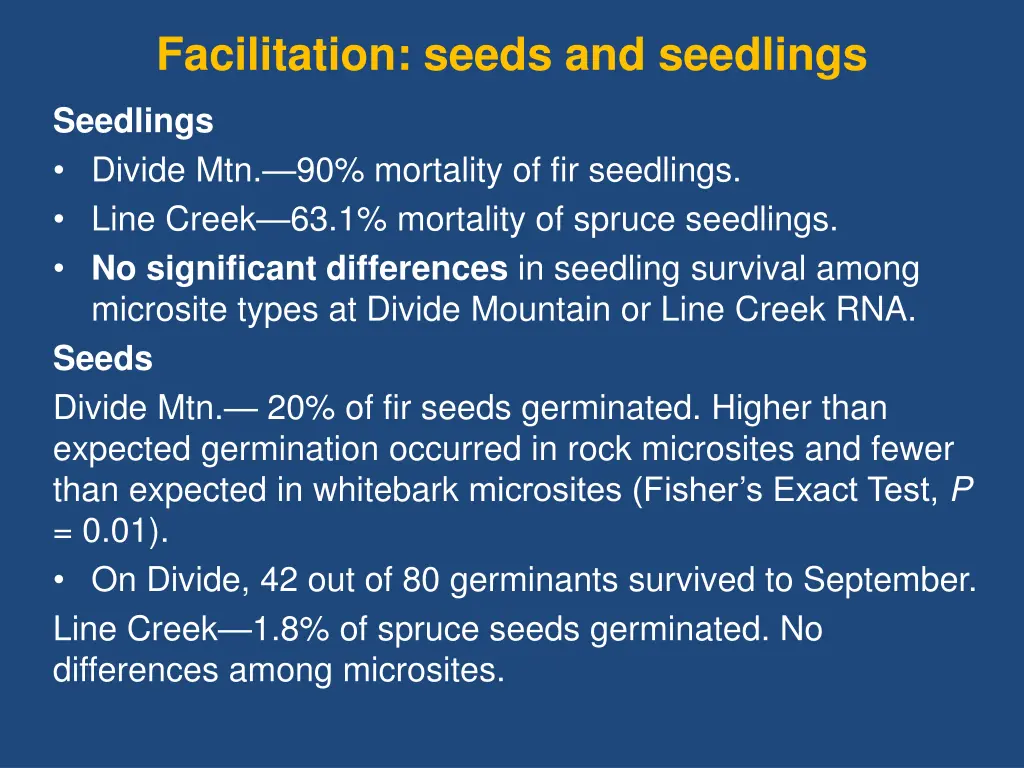 facilitation seeds and seedlings