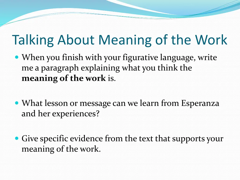 talking about meaning of the work