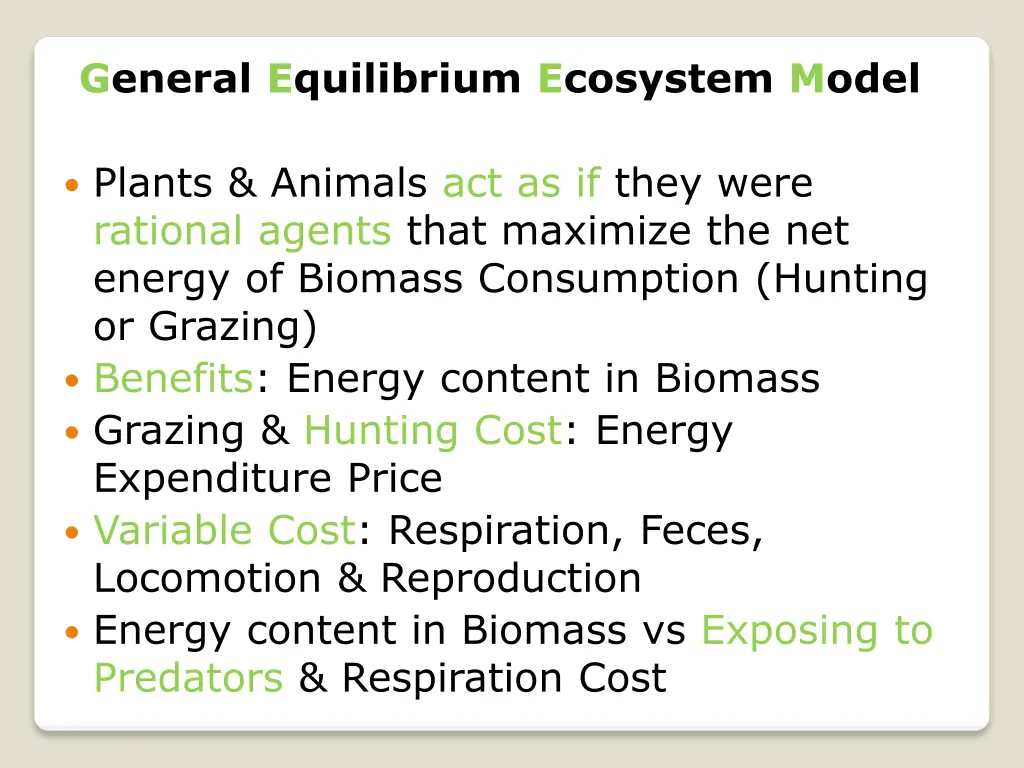 general equilibrium ecosystem model