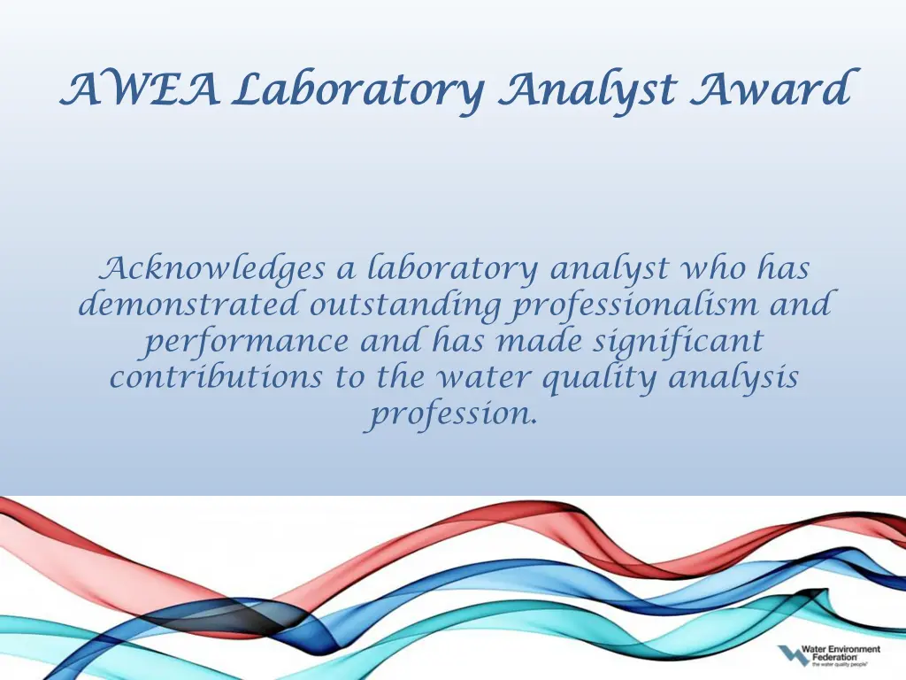 awea laboratory analyst award awea laboratory