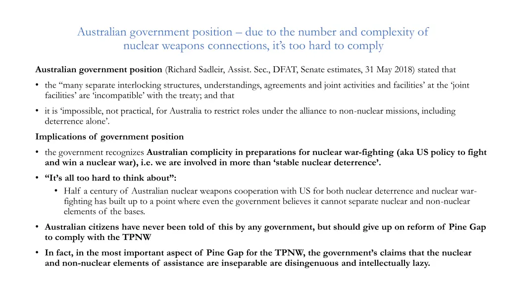 australian government position due to the number