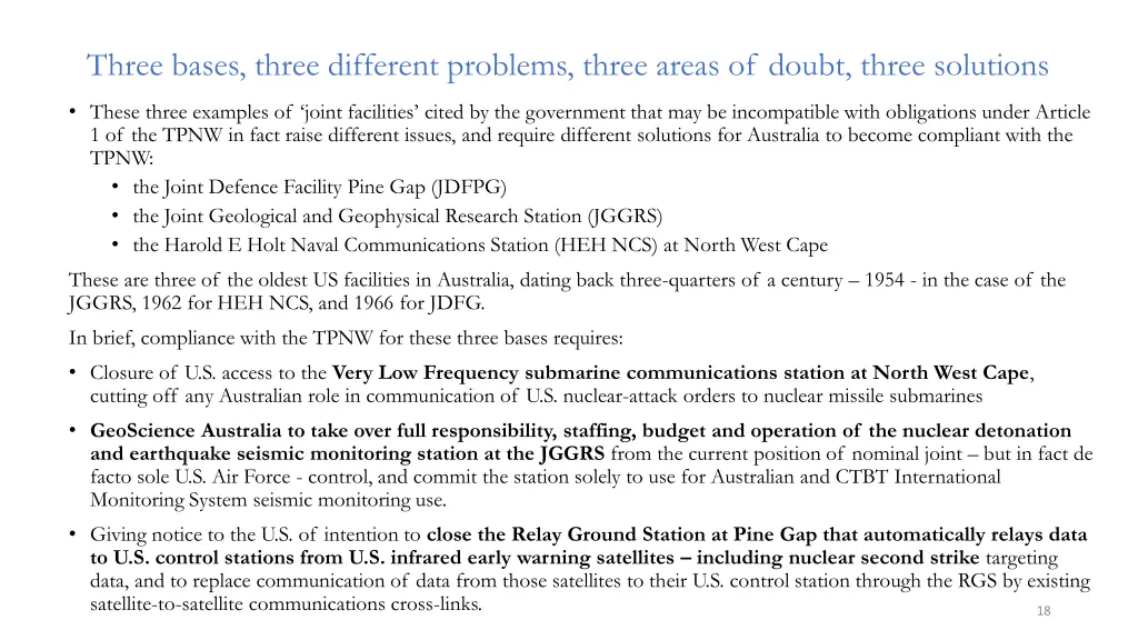 three bases three different problems three areas