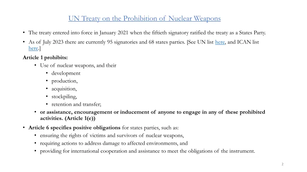 un treaty on the prohibition of nuclear weapons