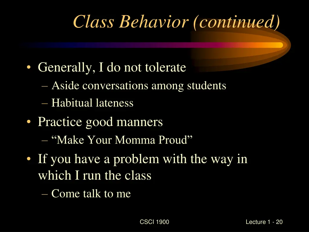 class behavior continued