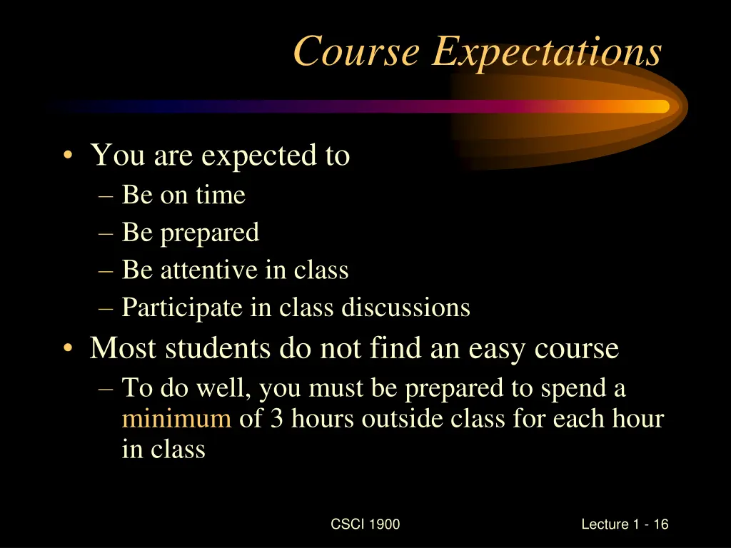 course expectations