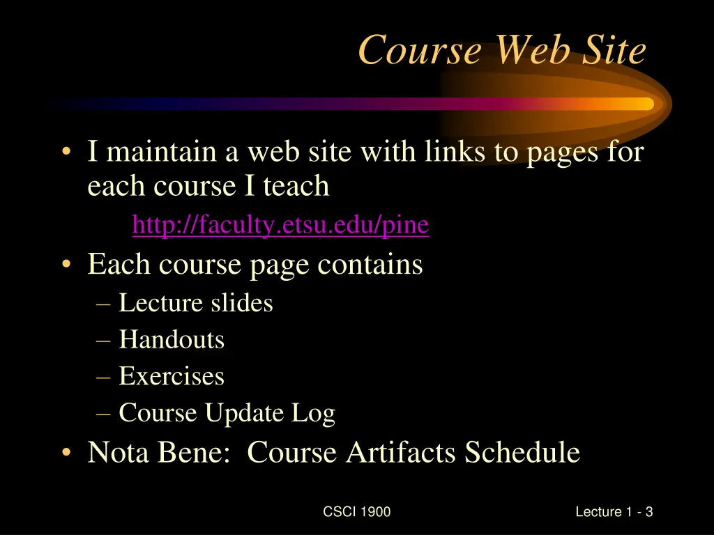 course web site