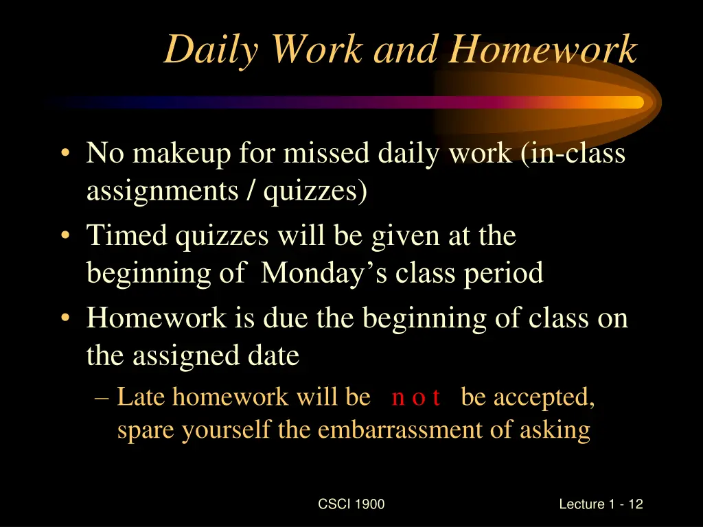 daily work and homework