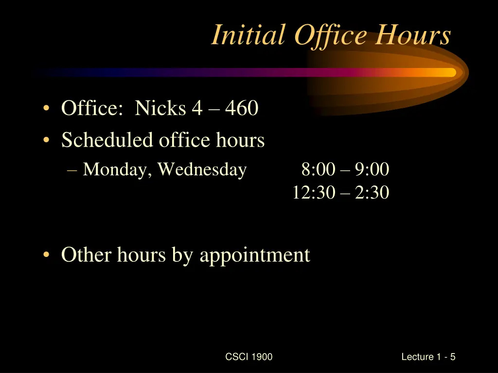 initial office hours