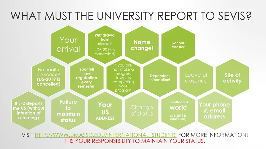 what must the university report to sevis