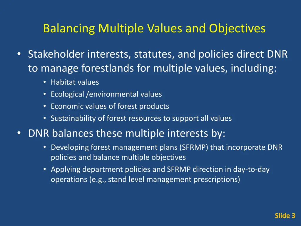 balancing multiple values and objectives