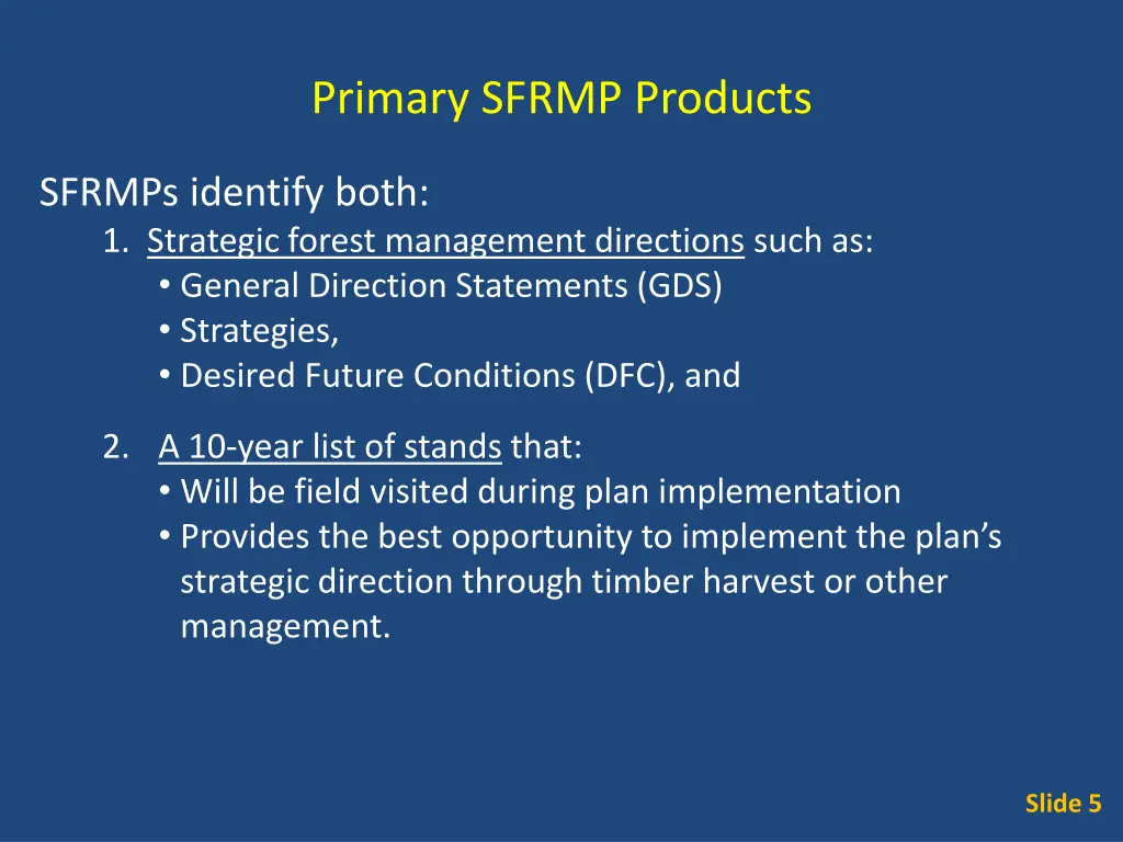 primary sfrmp products