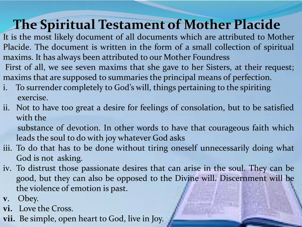 the spiritual testament of mother placide